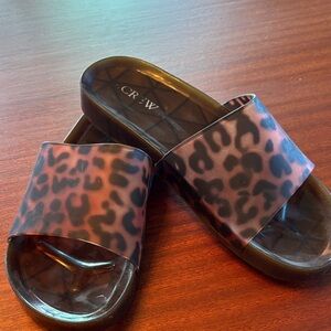 Brown Leopard Slide Sandals j crew